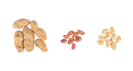 Peanuts on a white background