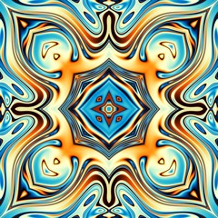 Abstract square background. Symmetric round decorative ornament pattern in Art Nouveau style