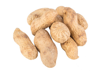 Peanuts on a white background