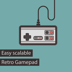 Retro Gamepad Flat Style Vector Icon. Easy Scalable Vintage Joystick Illustration.