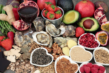 Aphrodisiac Love Food. With foods to promote good sexual health with herbs used in herbal medicine.