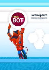 Chat Bot Free Robot Virtual Assistance Of Website Or Mobile Applications, Artificial Intelligence Concept Flat Vector Illustration