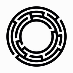 Circular black maze on a white background - 145281242
