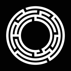 Circular white maze on a black background