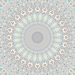 Abstract square background. Retro round decorative ornament pattern in light pastel colors.