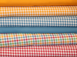 fabric with checkered patterned in store for tailors