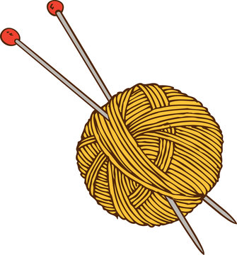 Yellow Yarn Ball and Needles