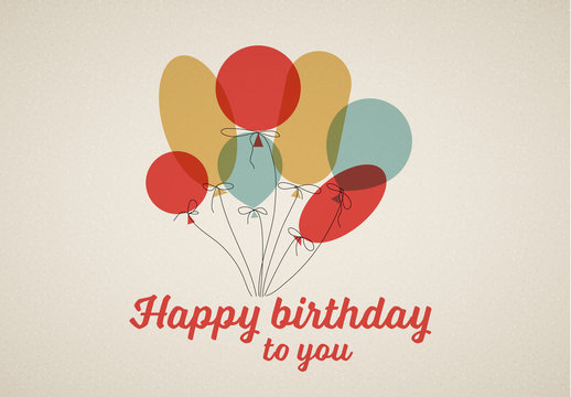 Minimalist Balloons Happy Birthday Card 2