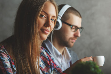 Drinking coffee and listening to music