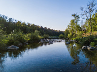 Tranquil river in evening light
