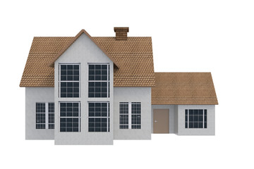 3D rendering of house on white background