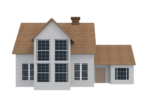 3D Rendering Of House On White Background