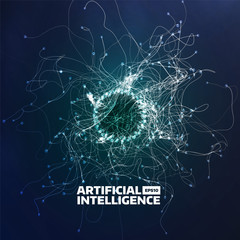 artificial intelligence vector illustration. Turbulence flow trail. Futuristic technology background