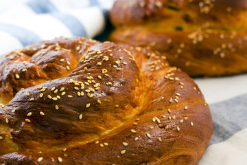 Fresh challah bread for shabbat