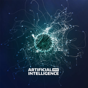 artificial intelligence vector illustration. Turbulence flow trail. Futuristic technology background