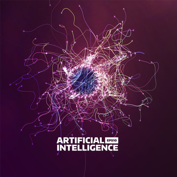 artificial intelligence vector background. Turbulence flow trail. Futuristic ai illustration