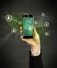 hand holding smartphone