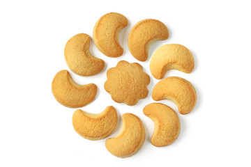 isolated cookies placed in flowers shape