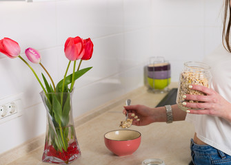 Woman making breakfast