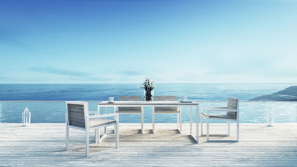 Beach dining & Sea view / 3d rendering