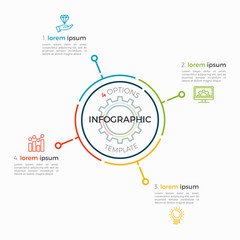 Thin line infographic template 4 options. Editable chart stroke.