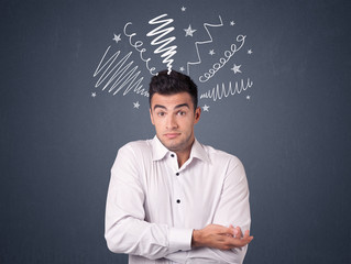 Businessman with scribbles