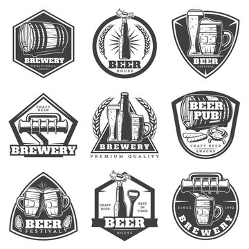 Monochrome Vintage Brewery Labels Set
