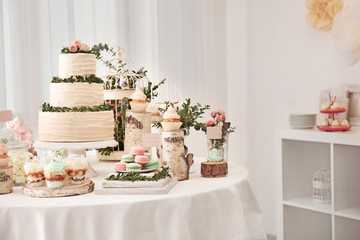 Table with sweets prepared for party