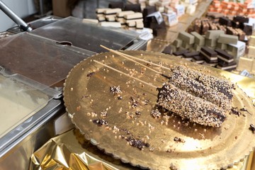 bananas covered with chocolate and nuts