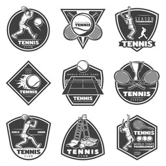 Monochrome Vintage Tennis Labels Set
