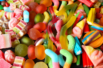 Bonbons gélifiés colorés, gros plan
