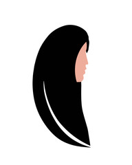 woman profile with long black hair