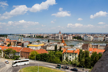 Fototapeta na wymiar Budapest landscape and the Houses of Parliament. Hungary
