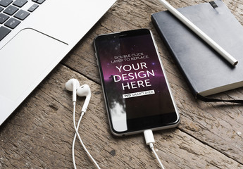Smartphone with Headphones Mockup 4