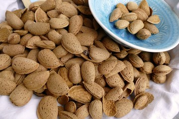 tasty dried almond nuts at a market