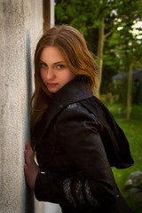 Fototapeta premium Beautiful red-haired young girl in the nature