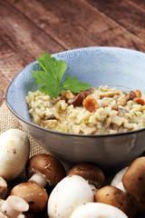 risotto with mushrooms, fresh herbs and parmesan cheese.