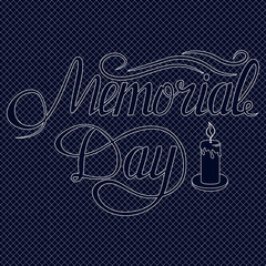 Vector Memorial Day card with lettering. Festive poster or banner hand .