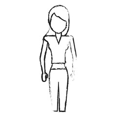 faceless woman with straight hair icon image vector illustration design 