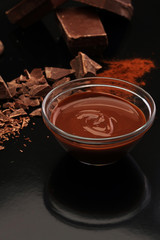 Melting chocolate / melted chocolate/ chocolate swirl/ stack/ chips and powder