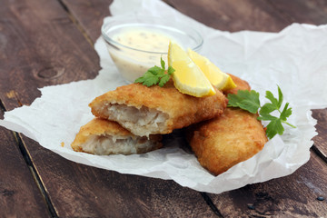 traditional British fish on wooden background