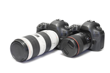 Camera isolated under the white background