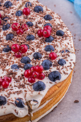 Cake coffee with berries on the basis of coffee cream