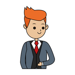 handsome red hair man man in suit icon image cute cartoon  vector illustration design 