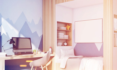 Kids room with pc, mountain, toned