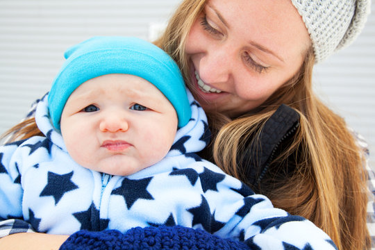 Mother and Son Winter Fun