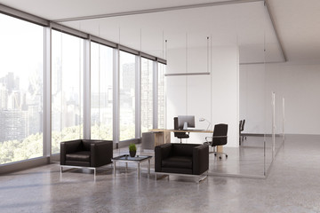 Glass office waiting area, CEO room