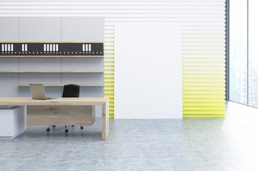 Clerk office, poster, yellow