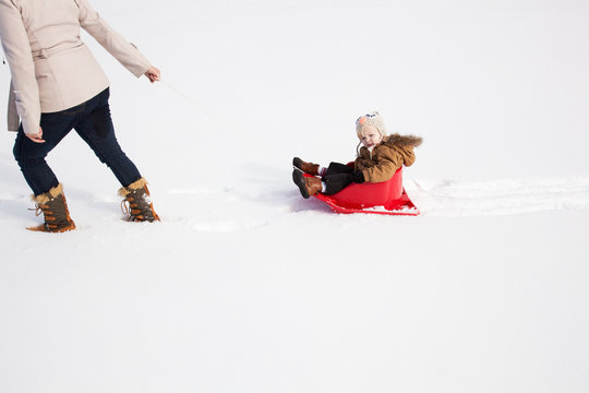 Mother and Son Winter Fun