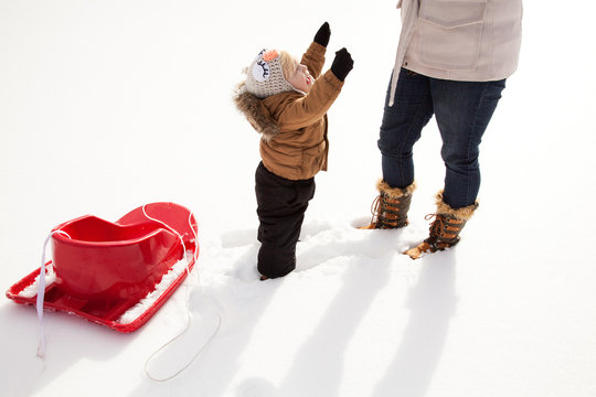Mother and Son Winter Fun